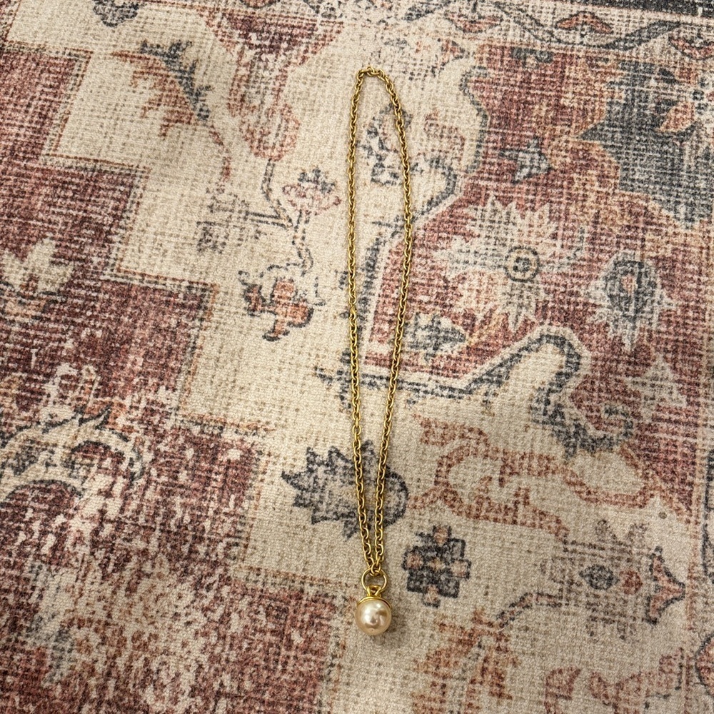 Vintage Faux Gold Pearl Chain Drop Necklace
